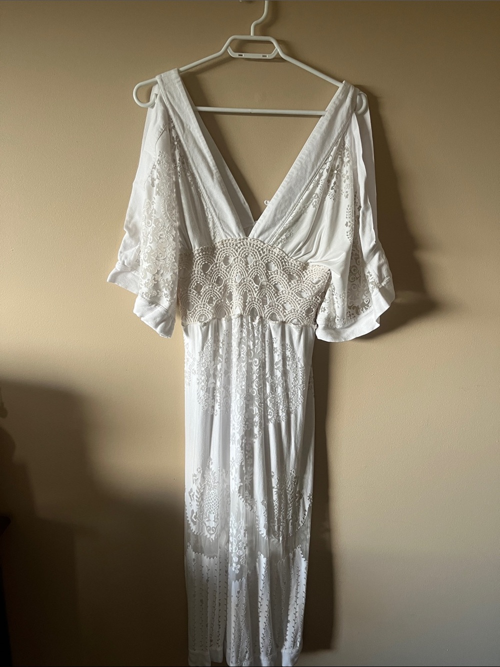 FARM Cream Lace Detail Dress Size XS Made in Turkey